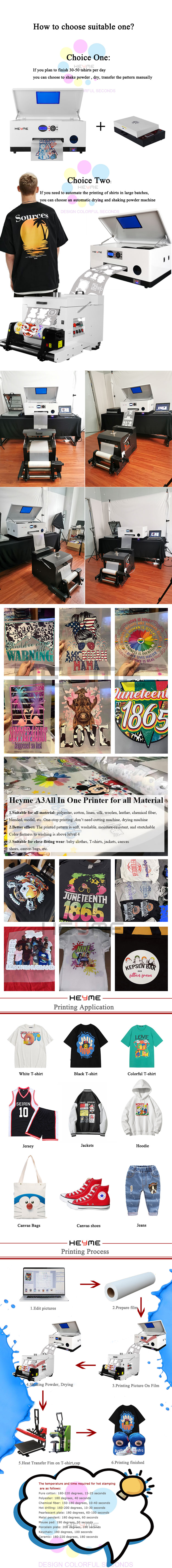 Wholesale Heyme DTF Printer A3 XP600 Garment Desktop DTF Impresora 30cm Direct To Film T shirt Fabric Printing Machi