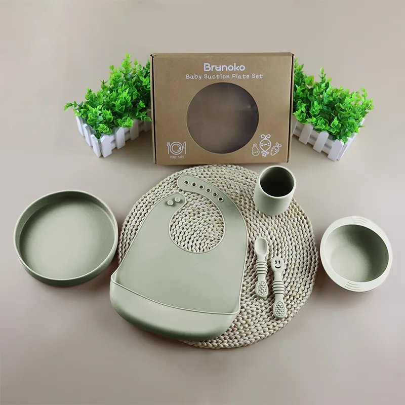 2024 Top vendeur bébé fournitures 100% Non toxique et recyclable Silicone bébé assiette ensemble nouveau-né ensemble cadeau bébé alimentation ensemble