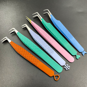 90 Graus Black Lash Pinças Embalagem Private Label Aço Inoxidável Lash Extensões Pinças Ponta Fibra Pinças Cílios Personalizadas - Product Image 5