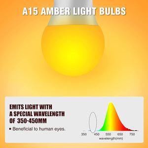<strong>7W</strong> E26 E27 B22 Blue <strong>Light</strong> Blocking LED Yellow Bug <strong>Light</strong> Eye Protection Amber Bulb for Reading - Product Image 4