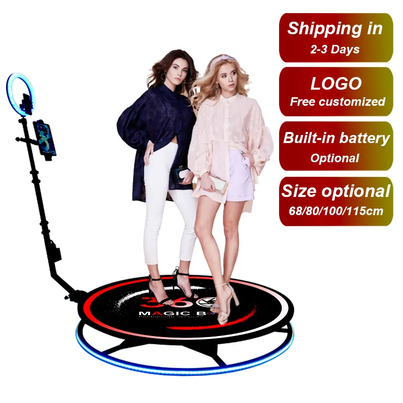 Plataforma giratoria para fotomatón, plataforma automática para Selfie de boda, luz derecha de 360 cm, 115 fotomatón, 360