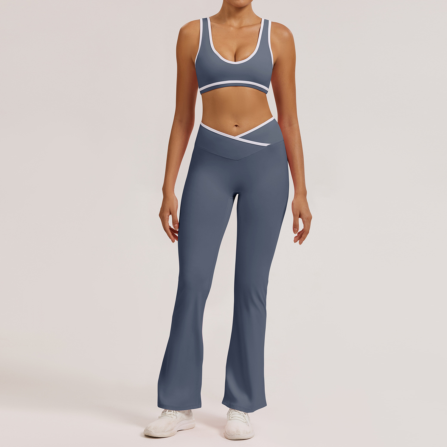 Flare Leggings + bra slate blue