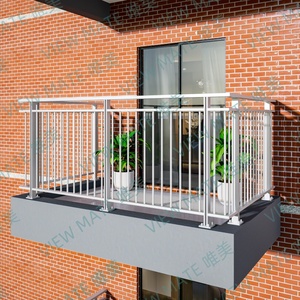 Yeni varış 8030-F/8030-YH dikey montaj No-Balcony alüminyum korkuluk balkon görünümü için Mate tasarım kare tırabzan braketi - Product Image 2