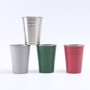 350ml Single Wall 304 Stainless Steel RED Beer Pint <strong>Cups</strong> Tumblers Party Shot <strong>Cups</strong> with Laser Engraved logo