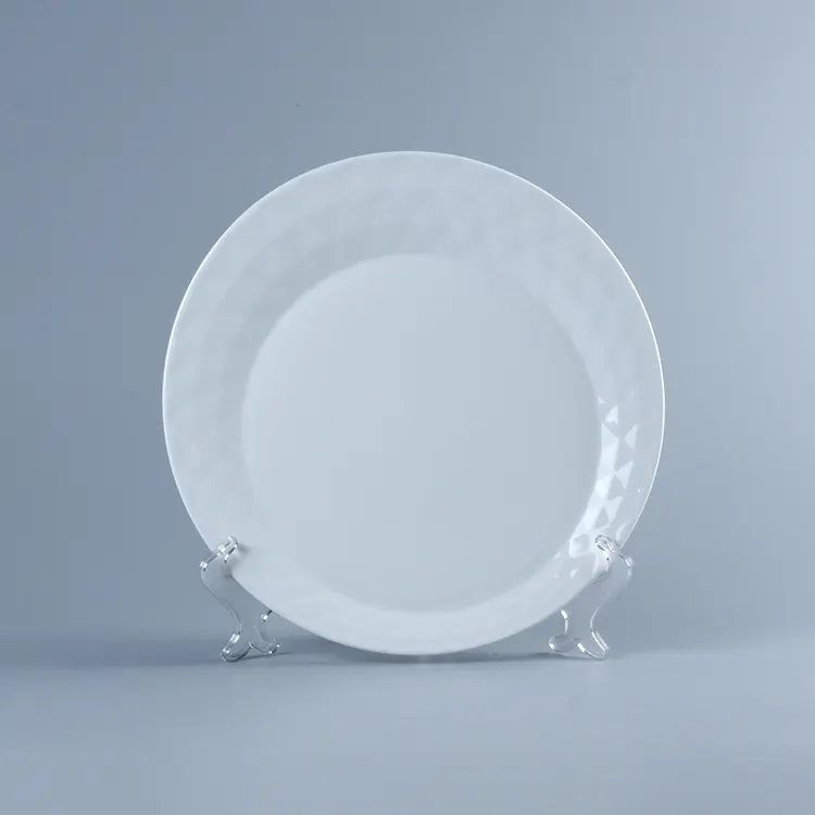 Platos de cena de porcelana de cerámica para hotel y restaurante, vajilla de color blanco liso y redondo de diferentes tamaños, venta al por mayor