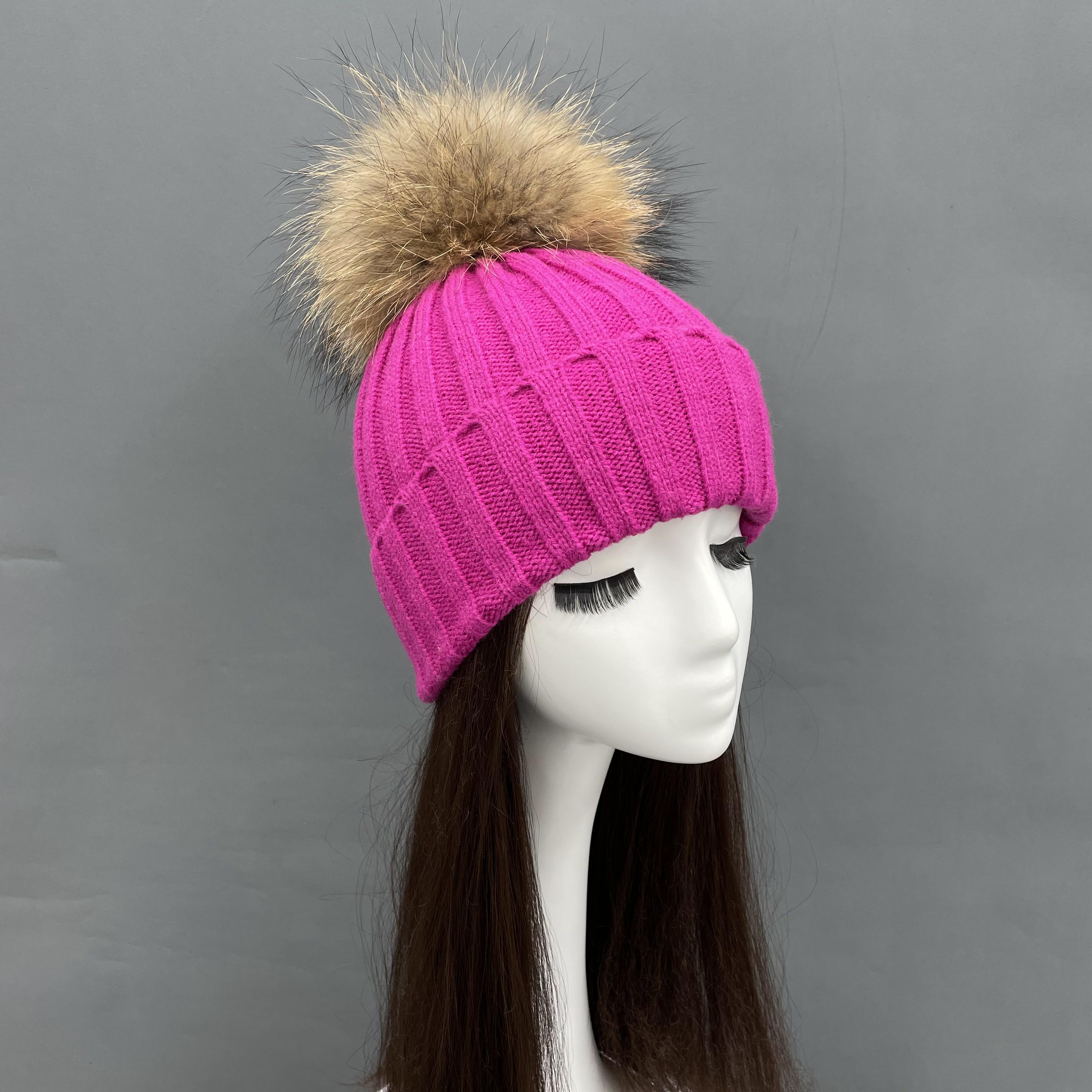 hot pink knitted beanie hat