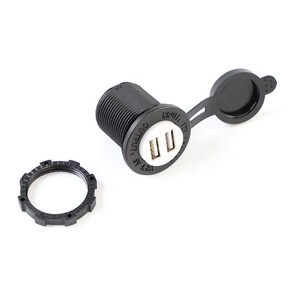 White USB Frame 12-24V <strong>Input</strong> 5V2.4+2.4A <strong>Output</strong> Dual <strong>Port</strong> USB Socket With Blue LED for Car RV Marines - Product Image 4