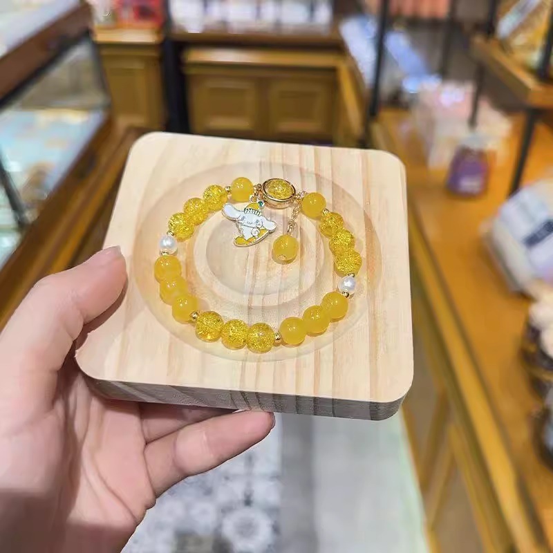 16-03 Perlas de doble hilado Perro Gui de jade amarillo