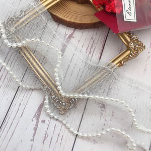 Thời trang hai lớp ngọc trai đính cườm ORGANZA XẾP LI Ruffle vải tuyn ren trang trí theo sân - Product Image 6