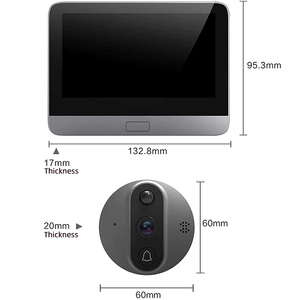 1mp พิกเซลออด4.3นิ้ว HD 720จุดหน้าจอสีกล้อง Peep Hole Viewer สำหรับประตู Tuya Wifi กับ PIR ตรวจจับการเคลื่อนไหว - Product Image 6