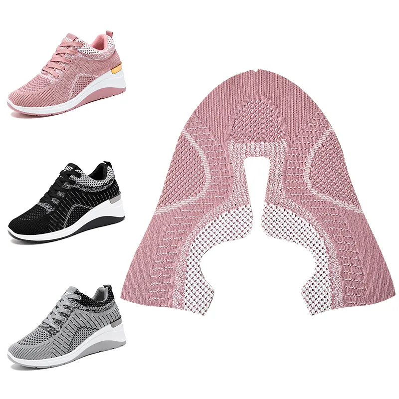 Sapatos esportivos de malha com mosca para mulheres, meias bordadas em PU com malha respirável, plus shape, material ideal para mulheres
