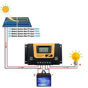 Контроллер заряда Y & H 30 А, интеллектуальный контроллер PWM на солнечной батарее, подходит для максимальной солнечной энергии 1440 Вт 12 В 24 В 36 В 48 В, литий/AGM/гель/флод - Product Image 2