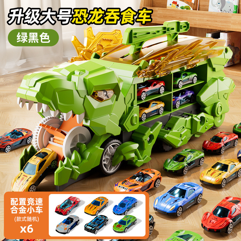 Mise à niveau de la texture mécanique-dinosaure vert avalant-6 voiture en alliage