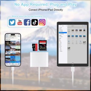 En iyi 2 3 in 1 SD bellek kart okuyucu iPhone iPad için TF SD USB portu ile iphone harici ipad android cep telefonu ve kamera - Product Image 6