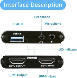 Venta superior 1080P 60FPS Dispositivo de grabadora de VIDEO 4K USB3.0 Tarjeta de captura de video HDMI para transmisión en vivo y enseñanza - Product Image 4