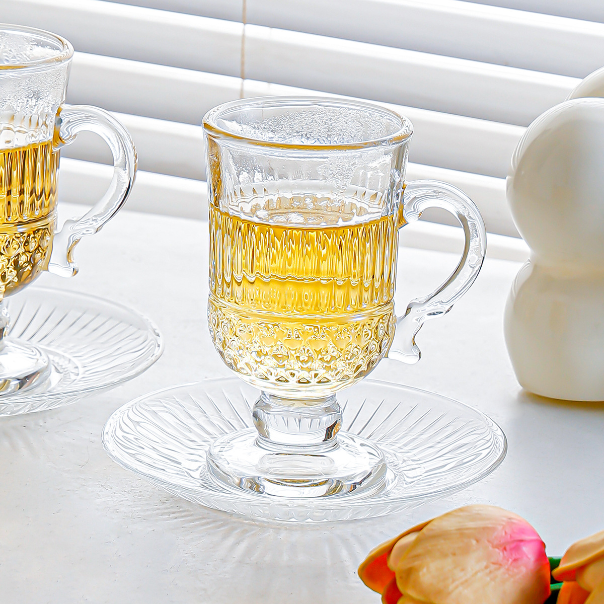 Vaso de tallo - rayado - 1 platillo