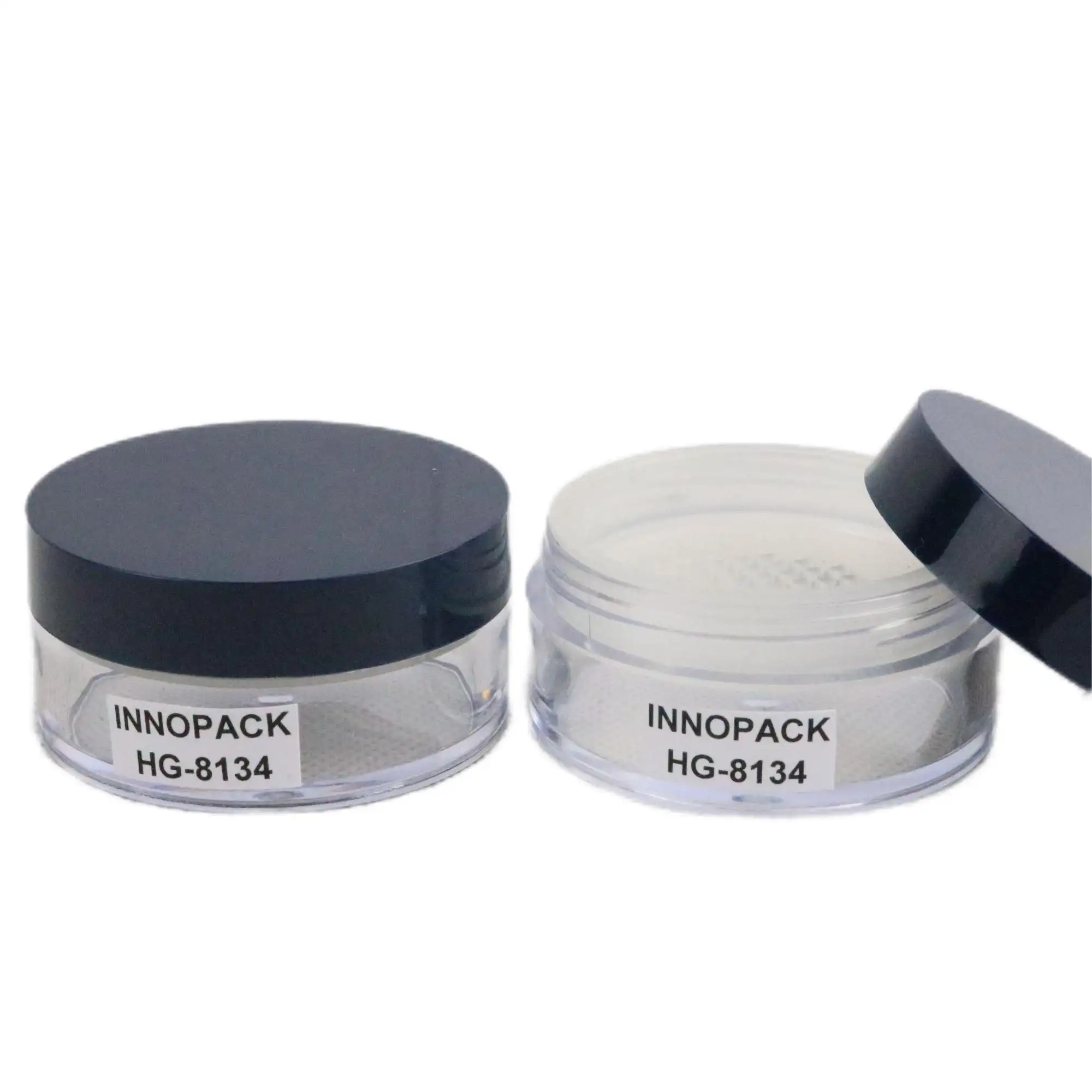 Contenitore di plastica di lusso per viso cosmetico in polvere contenitore contenitore in polvere con setaccio vuoto compatto sciolto in PVC nero riciclabile accettare