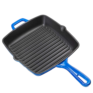 Emaye kaplama ile özel renk dökme demir barbekü ızgara tavası iç kızartma ile Modern tasarım et kavurma tava - Product Image 4
