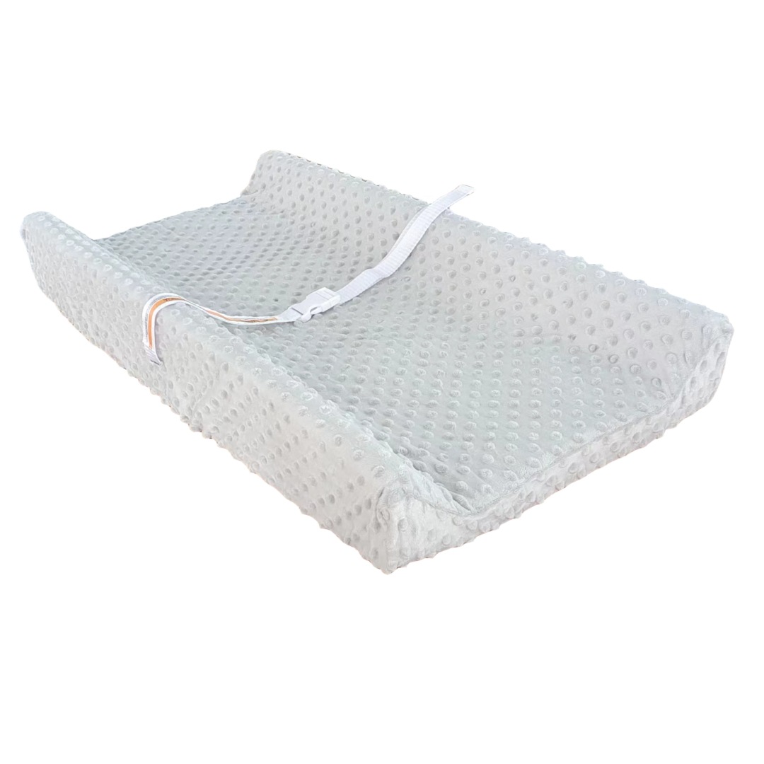 Funda de franela color gris claro con diseño de guisantes - Cambiador de pañales - 80x40 cm