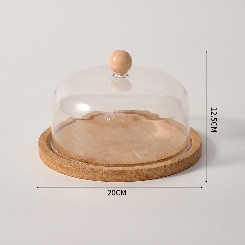 จานเค้กทรงกลม ลูกปัดไม้ 20ซม