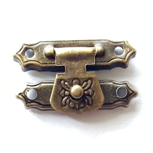 Trinco de metal de ferro bronze vintage, caixa de metal para jóias, pequenas trincas de caixa de madeira