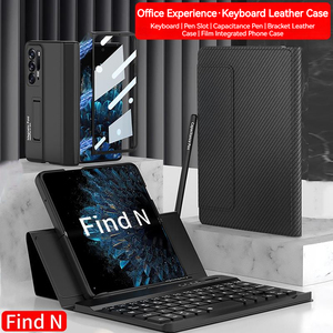 Estojo de celular magnético de couro liso, capa para oppo, encontrar n, com suporte para telefone, para mouse