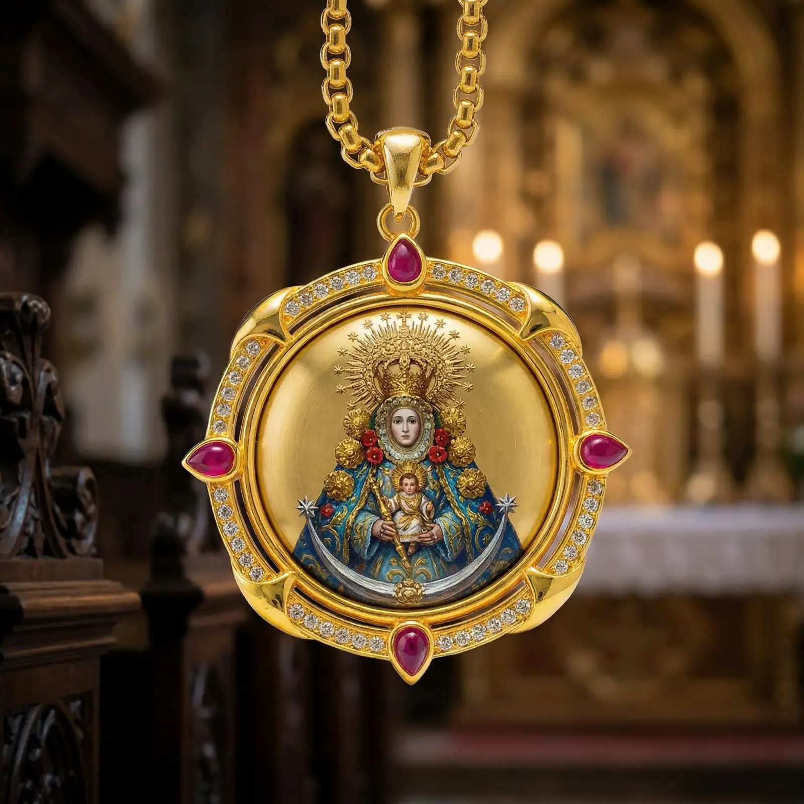 Virgen del Rocio Virgin of El Rocio pendant necklace
