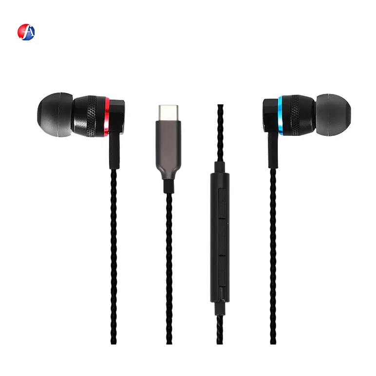 Earphone In-ear Tipe C 1.2m, headphone berkabel Usb C untuk Iphone 15 Pro Max Ipad Samsung Huawei USB-C