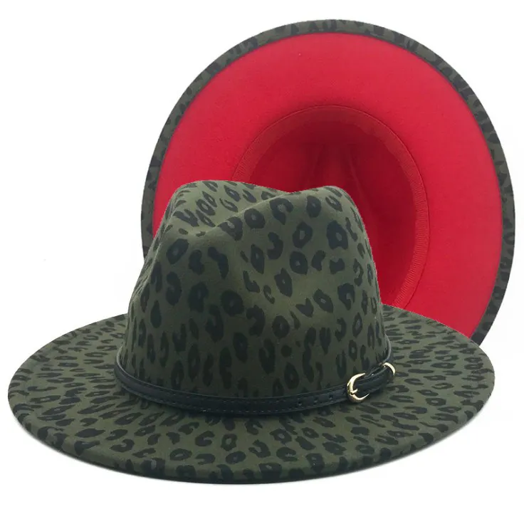 Topi kulit hitam Laken Fedora Jazz topi wol flanel topi musim dingin Band kulit hitam