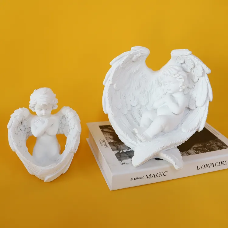Personalizzato cherubino angelo statua resina angelo figurina artigianato ornamenti commemorativi per la decorazione domestica
