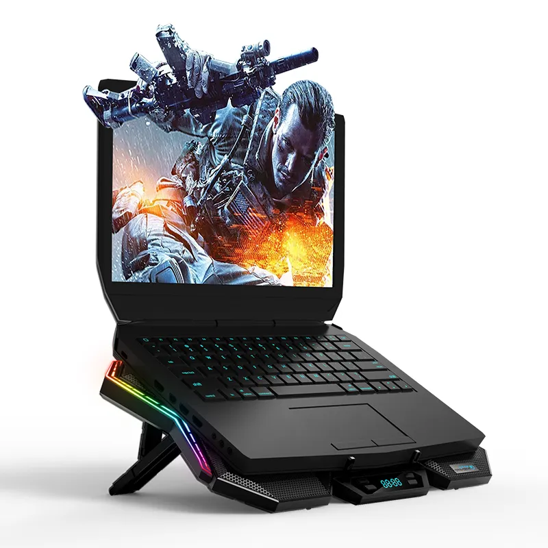 Amazons Bestseller 6 Led Licht Laptop Koeler Pad 17.3 Inch Gaming Accessoire Rgb Licht Notebook Koeler Stand