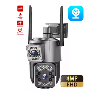 工厂价格无线8MP IP PTZ显示器户外WiFi 4G LTE V380 Pro 4G sim卡闭路电视双镜头WiFi安全摄像头 - Product Image 1