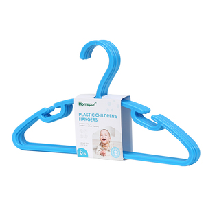 Çocuklar 6 paket ağır plastik elbise askısı günlük standart kullanım giyim askıları çocuklar için