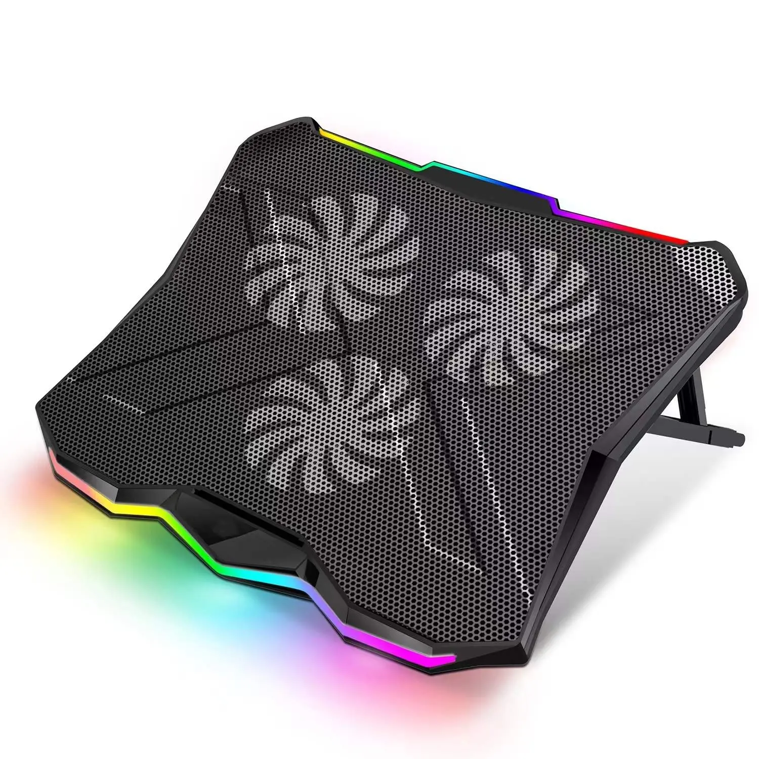 Dispositivo di raffreddamento portatile pieghevole regolabile dispositivo di raffreddamento per Laptop supporto per Cpu supporto per Notebook LED RGB light 3 ventole raffreddamento USB