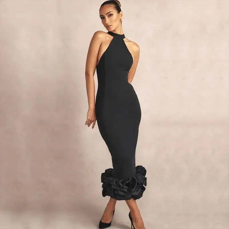 2023 nouveauté produit épaules dénudées élégant bal noir robes de soirée femmes vêtements fête salle de bal banquet robe de soirée