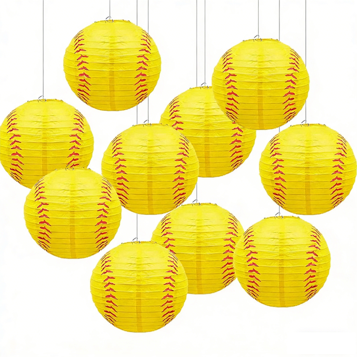 10 balles de baseball jaunes