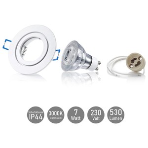 กรอบอลูมิเนียม IP44 รวม GU10 7 W แสงสีขาวอบอุ่นคลิกปิดกรอบยึดสปอตไลท์แบบฝังสําหรับห้องน้ํา - Product Image 2