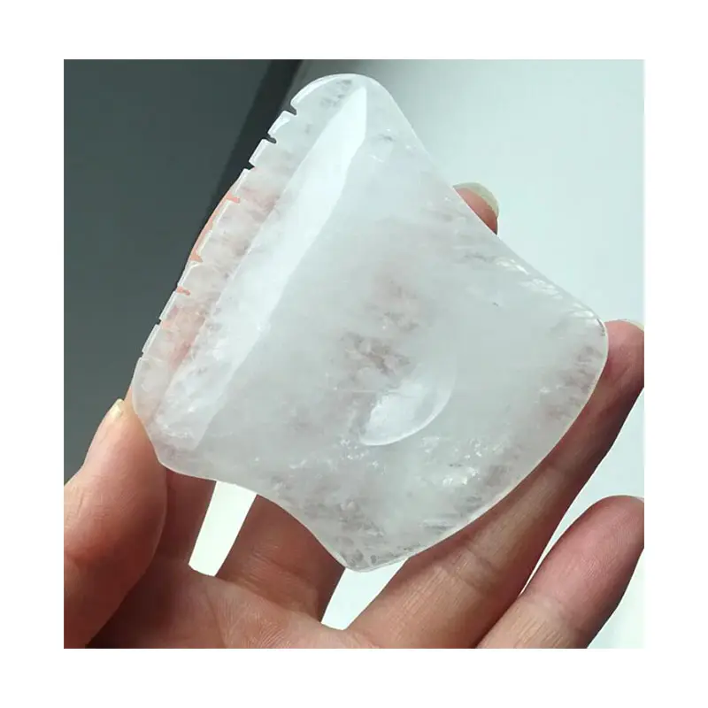 Nuevo producto, tablero de cristal transparente Gua Sha, herramienta de masaje Facial antienvejecimiento, raspado de cuarzo Natural para terapia de masaje corporal