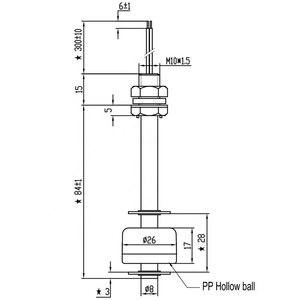 M10 Vertical de plástico interruptor magnético de flotador, líquido Sensor para la detección de nivel de tanque de agua - Product Image 2