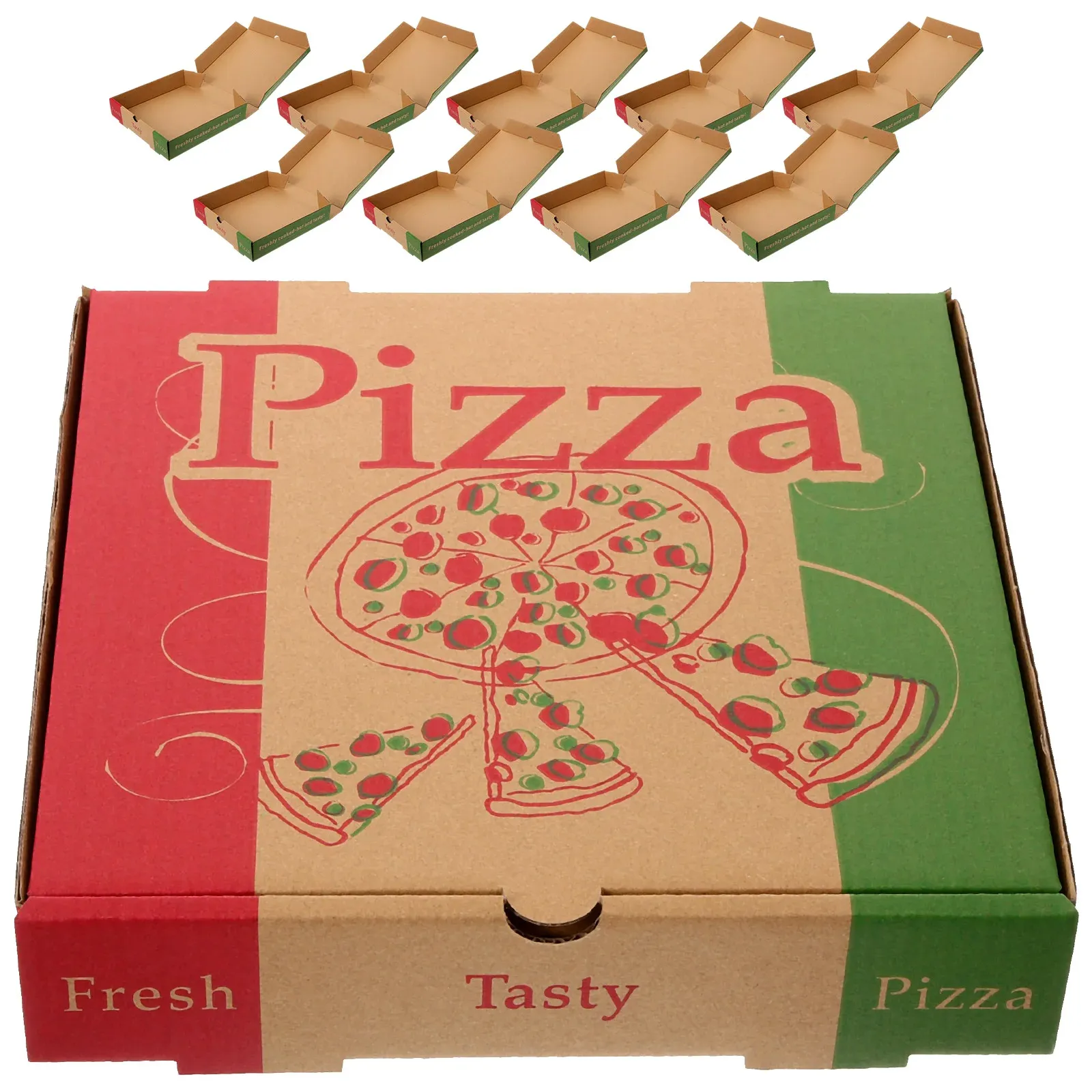 Caja de embalaje de calidad alimentaria de lujo personalizada para llevar cajas de pizza de papel Kraft corrugado