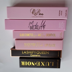 Pembe toptan özel Logo Premium lüks karton kağıt hediye makyaj Lipgloss ambalaj kutusu özelleştirilmiş şerit sanat - Product Image 2