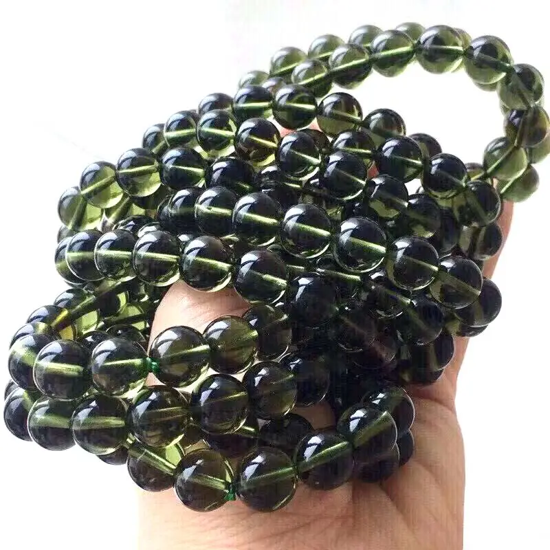wholesale moldavite green aerlites czech crystal stone raw stone grinding 10-12mm bead meteorite bracelet