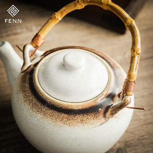 日式复古800毫升瓷茶壶水壶多种风格陶瓷茶壶，带藤柄 - Product Image 6