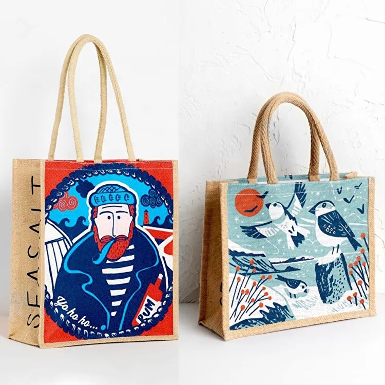 ZheJiang di Alta qualità impermeabile sacchetto di iuta personalizzato eco-friendly di stampa shopping bag di tela tote bag