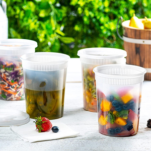 8 oz 16 oz 32 oz plastik Deli gıda saklama kapları toptan tek kullanımlık kahve kupaları hava geçirmez kapaklı