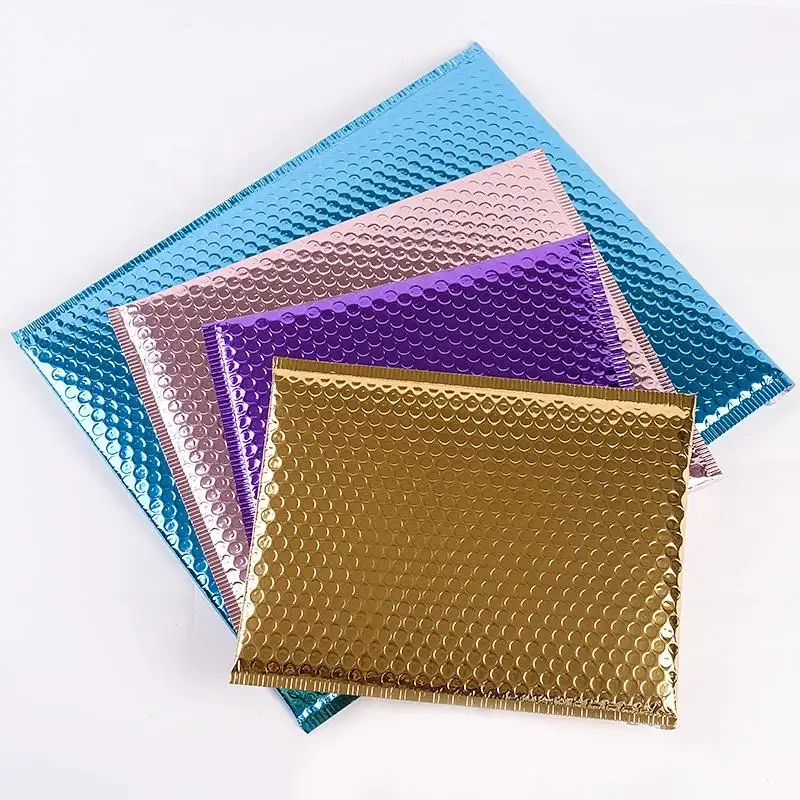 Suporte Frete Personalizado Embalagem Holográfica Bolha Envelope Mailing Bag Metal Polígono Holográfico Bolha Envelope