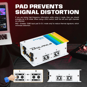 Bolanle Audio Passive DI/LI Estéreo Caja directa y aislador de línea, Multi Elija entre inyección directa o modos de aislador de línea - Product Image 3