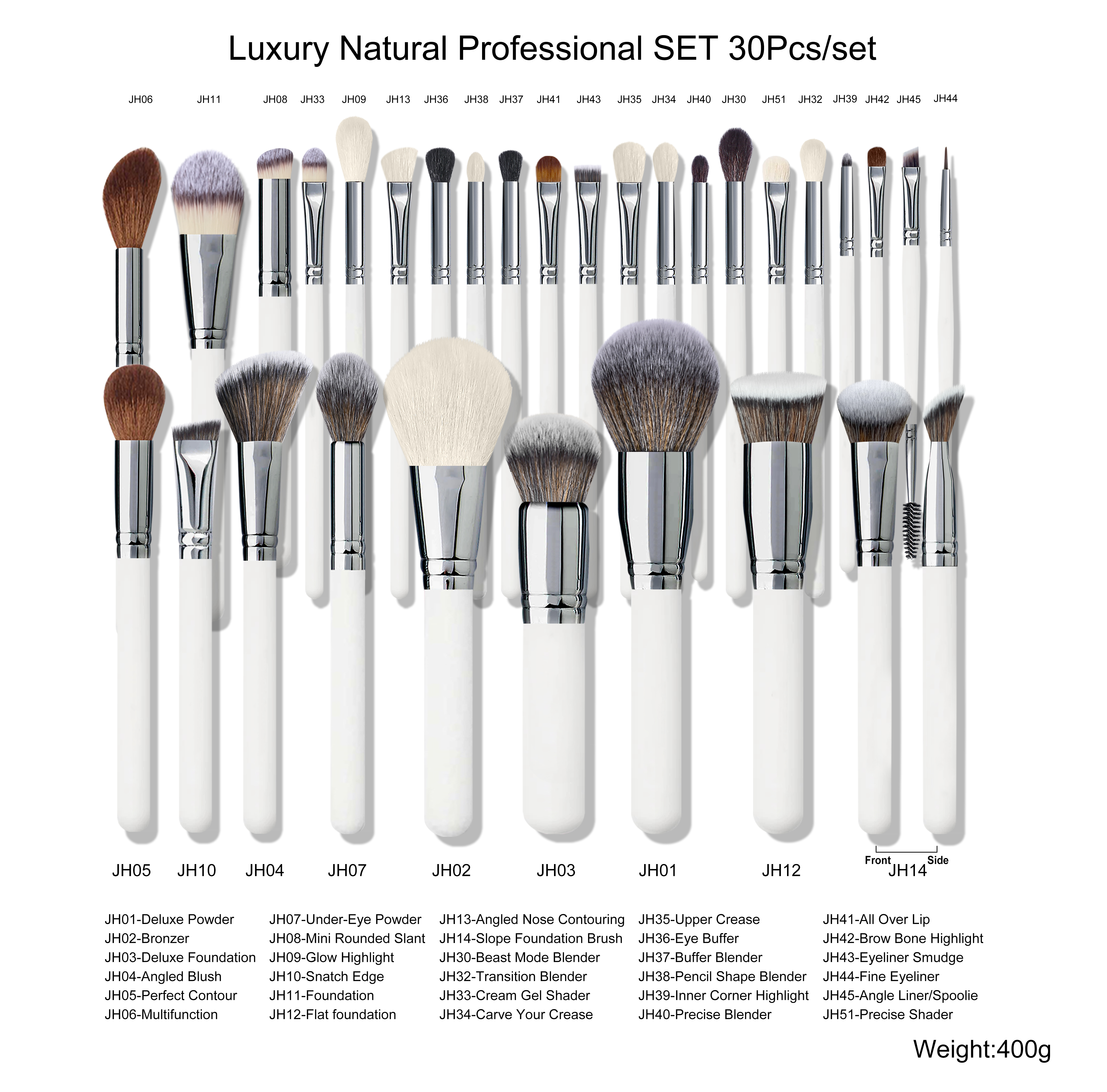 30pcs white brush with transparent bag