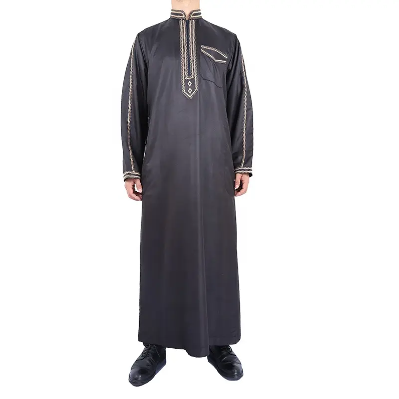 Bata musulmana Abaya para hombre, ropa tradicional islámica, Vestido largo con estampado a rayas, camisas informales de retales, abaya de Dubái