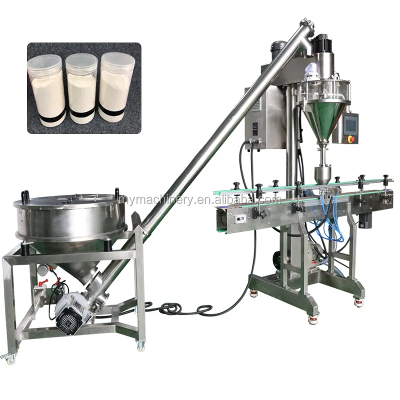 Otomatik burgu toner tozu dolum baharat can şişe dolum makinesi küçük iş maya soya süt tozu üretim hattı